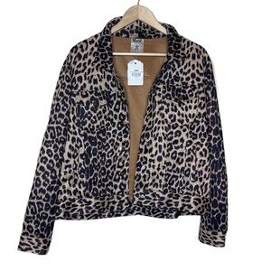 VOCAL soft leopard long sleeve snap up jacket